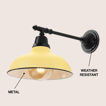 Wallace 12.25" Farmhouse Industrial Indoor/Outdoor Iron LED Victorian Arm Outdoor Sconce